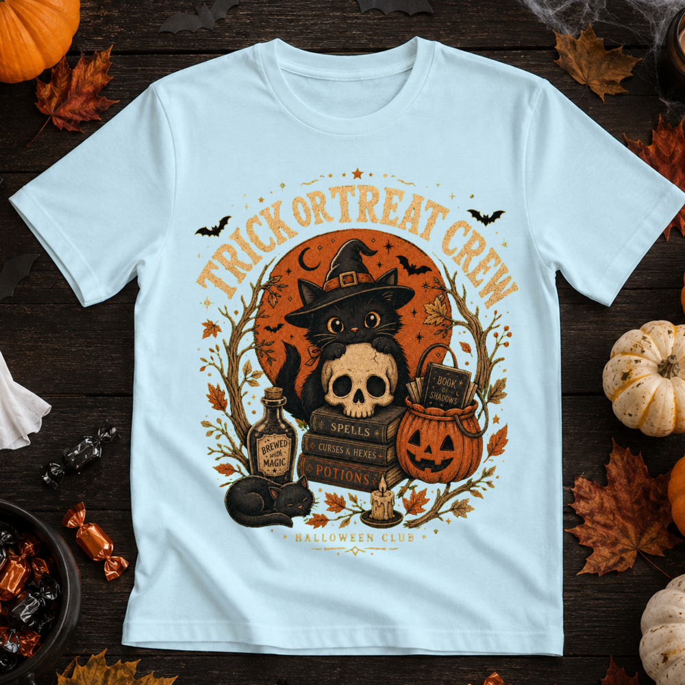 Trick-or-Treat Crew Vintage Cat T-Shirt