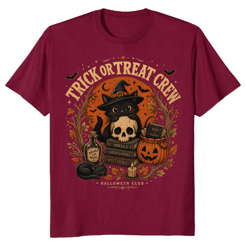 Trick-or-Treat Crew Vintage Cat T-Shirt