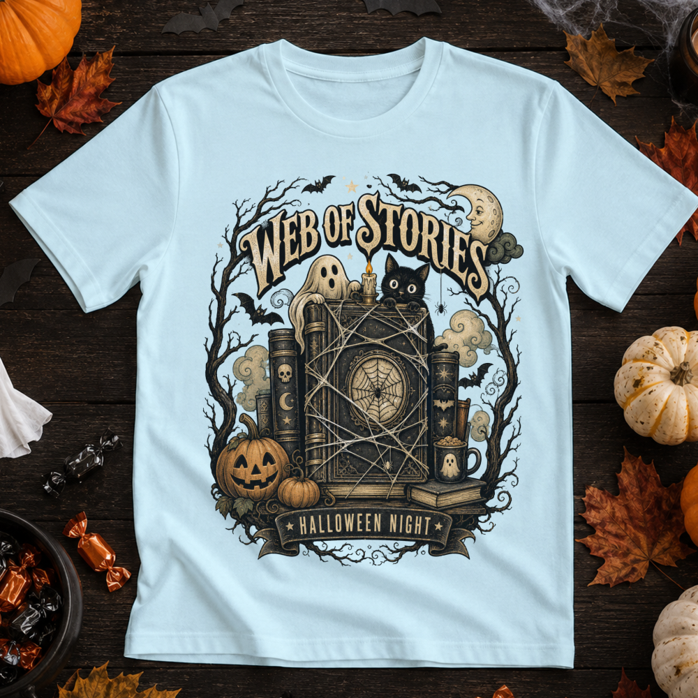 Web of Stories Gothic Library T-Shirt