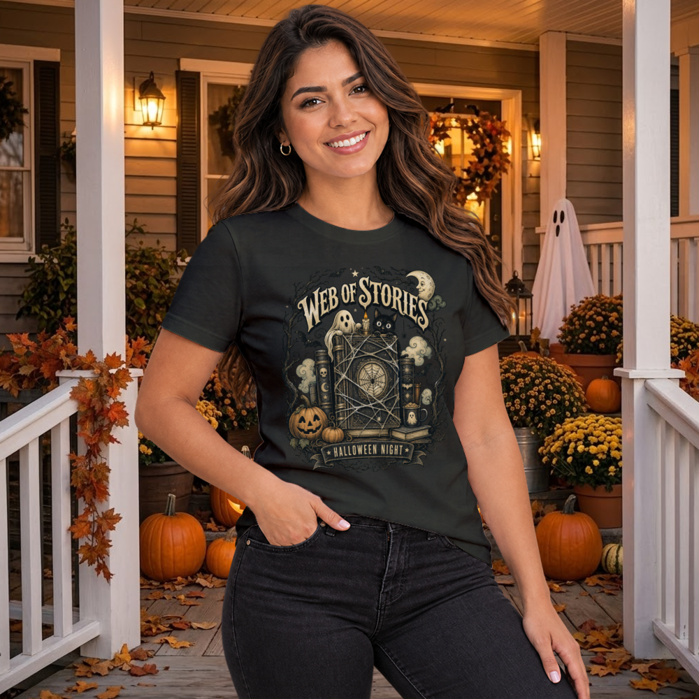Web of Stories Gothic Library T-Shirt