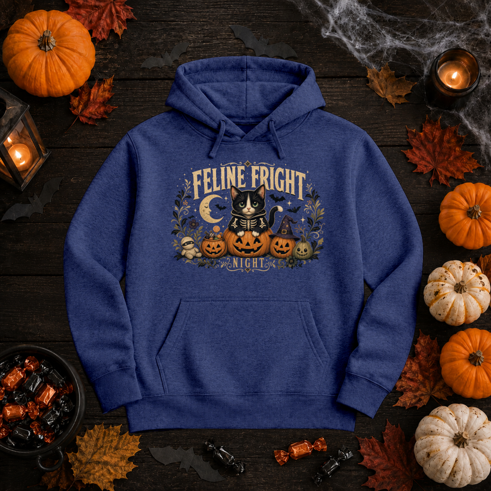 Feline Fright Night Vintage Cat Hoodie
