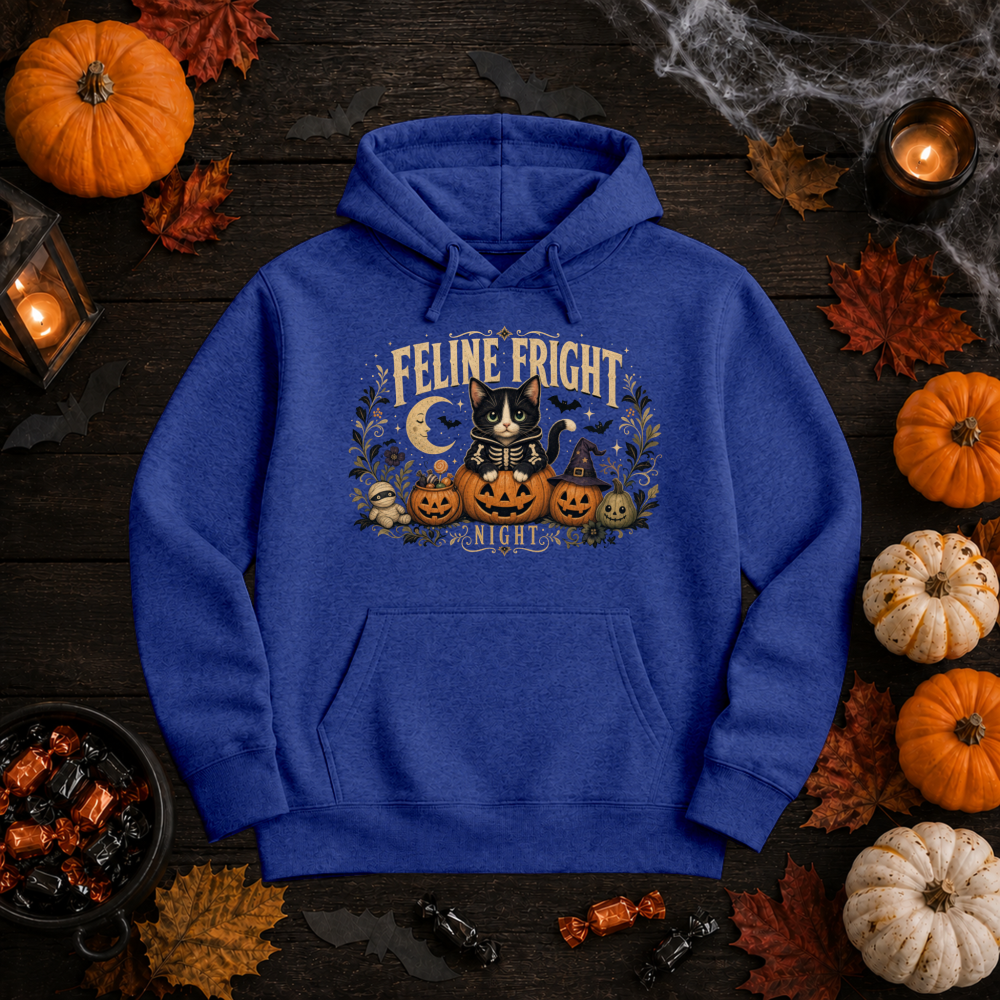 Feline Fright Night Vintage Cat Hoodie