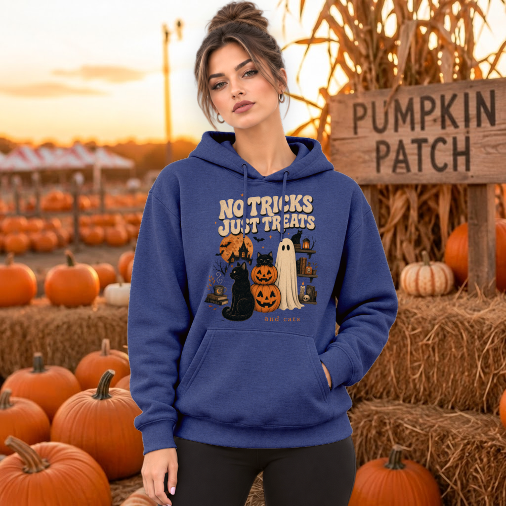 No Tricks Just Treats And Cats Halloween Cat Hoodie