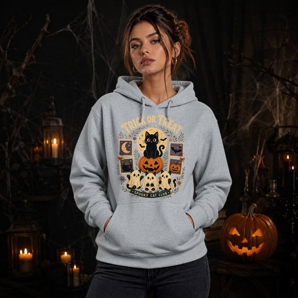 Trick or Treat Vintage Cat Hoodie