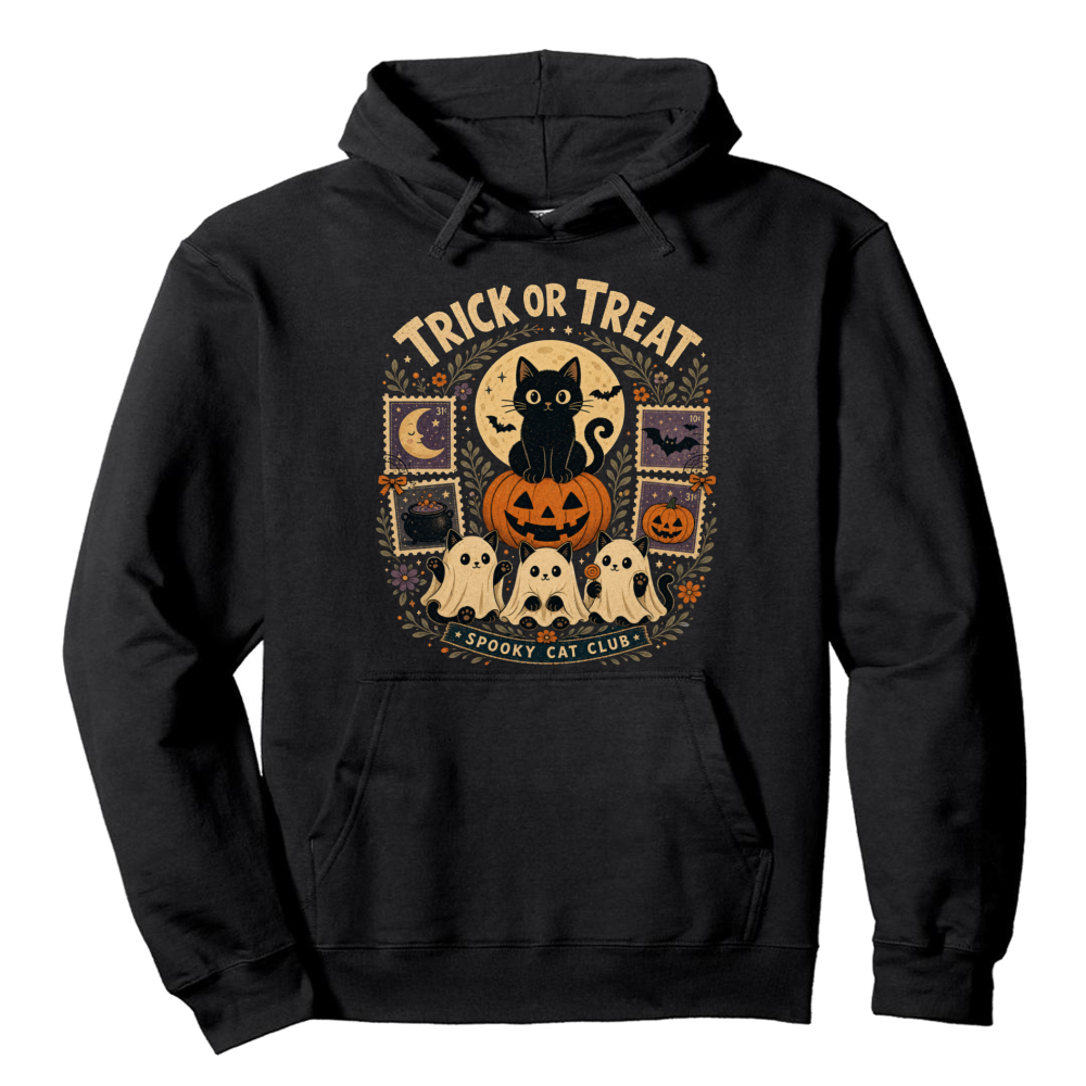 Trick or Treat Vintage Cat Hoodie