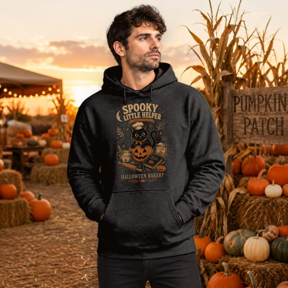 Spooky Little Helper Vintage Black Cat Hoodie