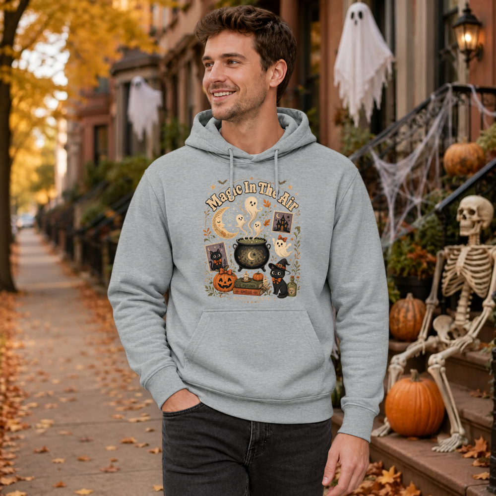 Magic in the Air Vintage Black Cat Hoodie