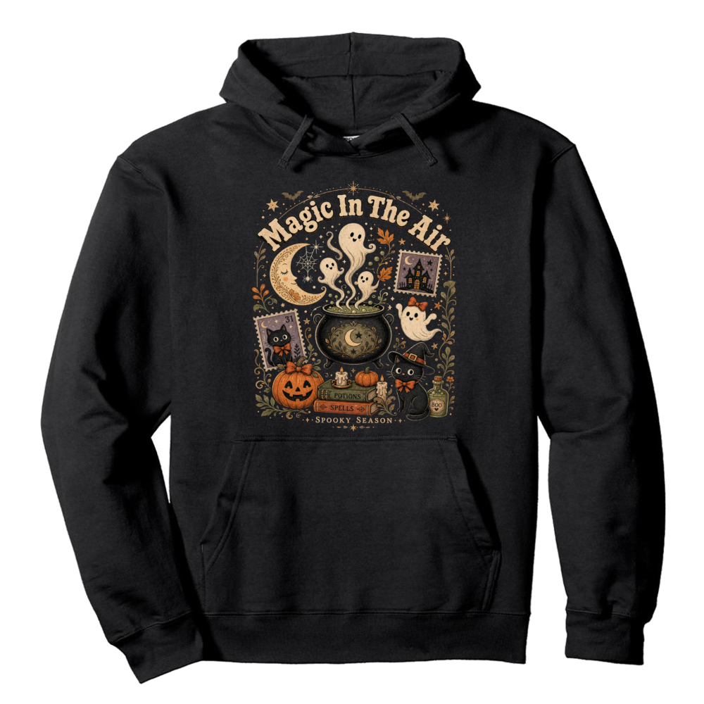 Magic in the Air Vintage Black Cat Hoodie