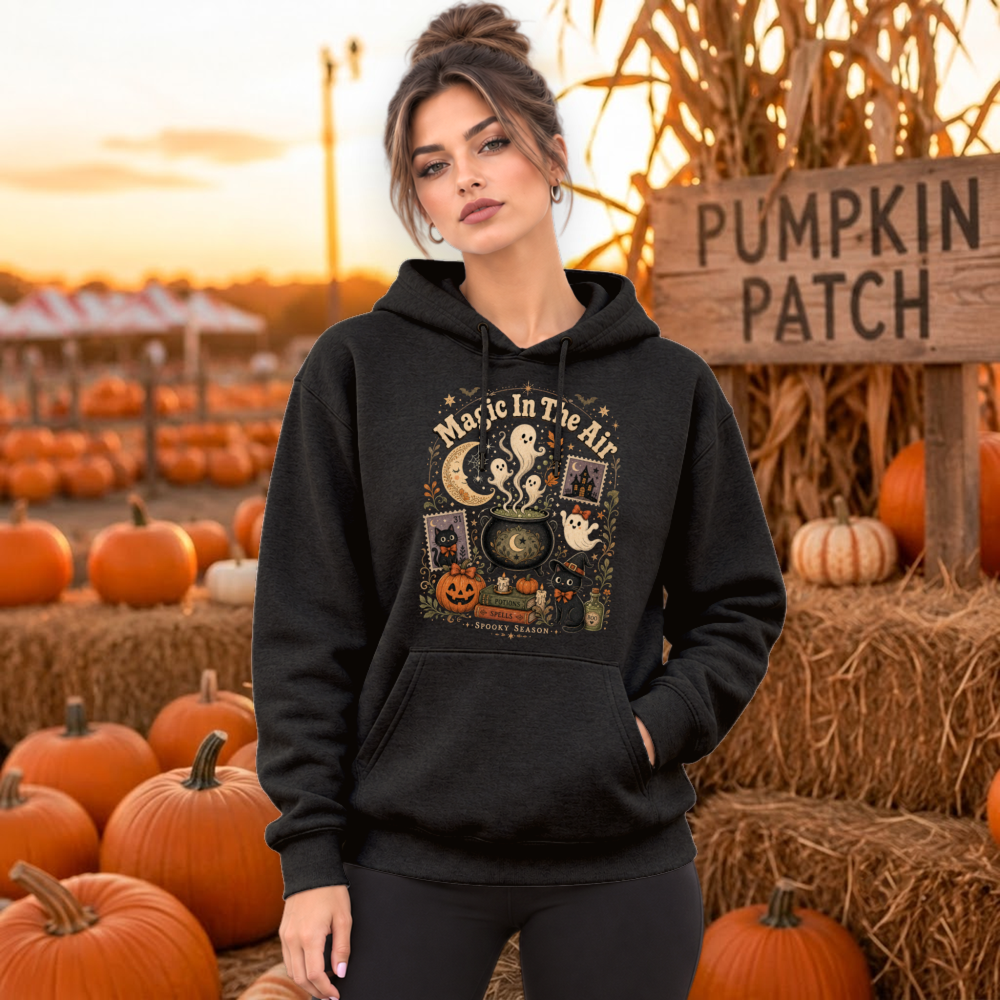 Magic in the Air Vintage Black Cat Hoodie