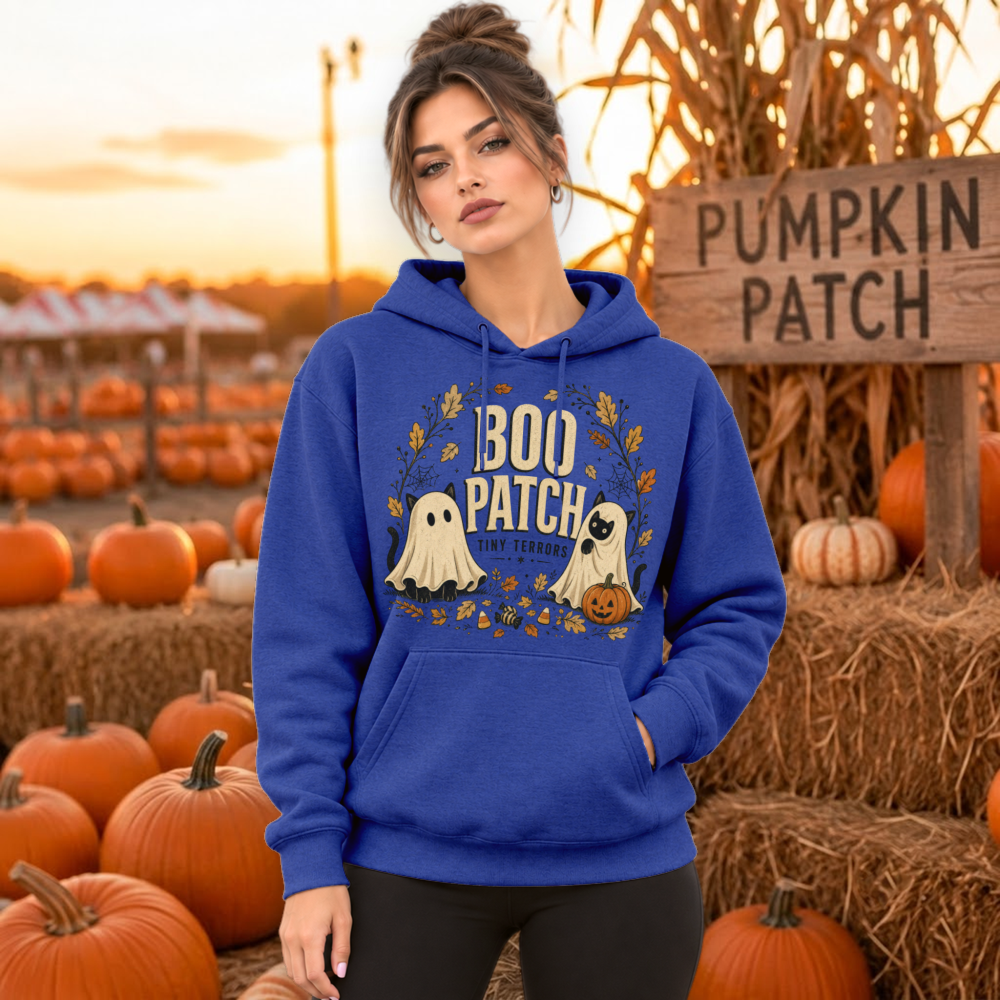 Boo Patch Tiny Terrors Ghost Cat Hoodie