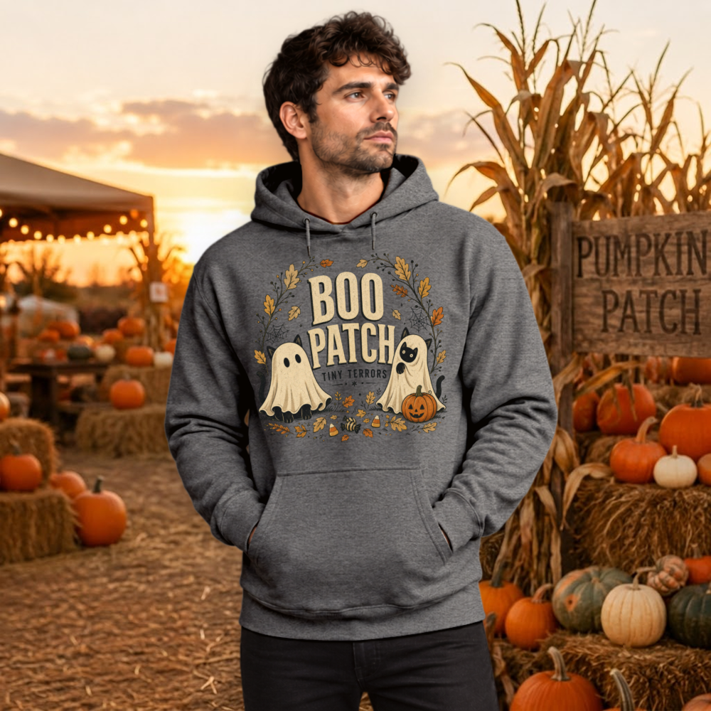 Boo Patch Tiny Terrors Ghost Cat Hoodie