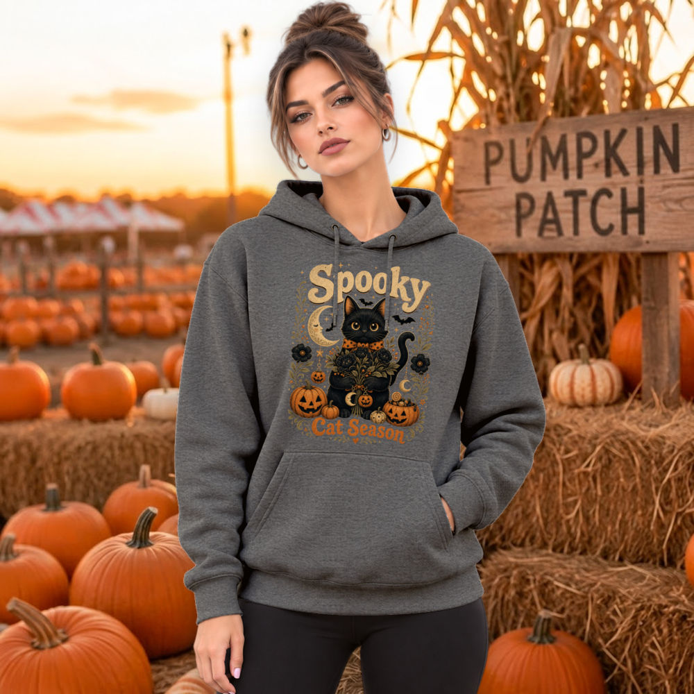 Spooky Cat Season Vintage Cat Hoodie