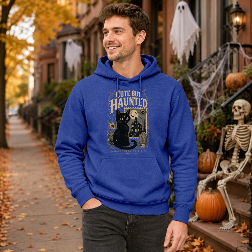 Vintage Halloween Black Cat Hoodie