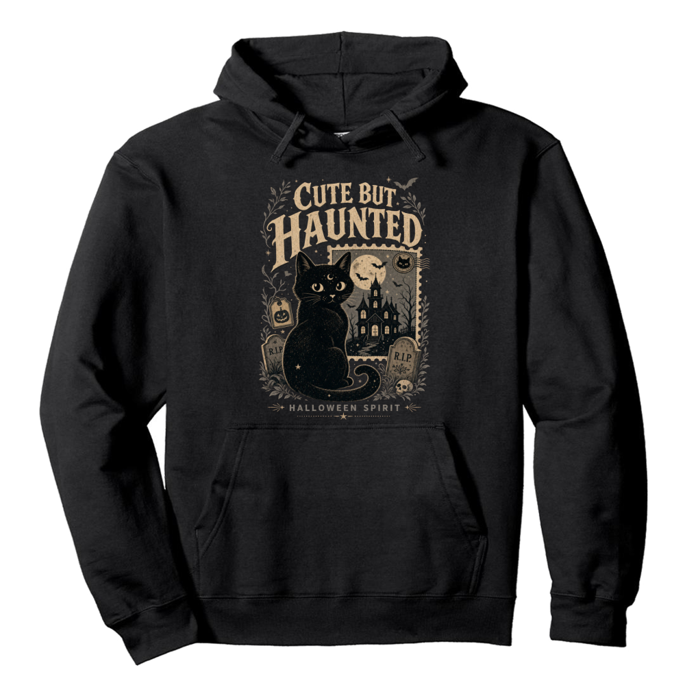 Vintage Halloween Black Cat Hoodie