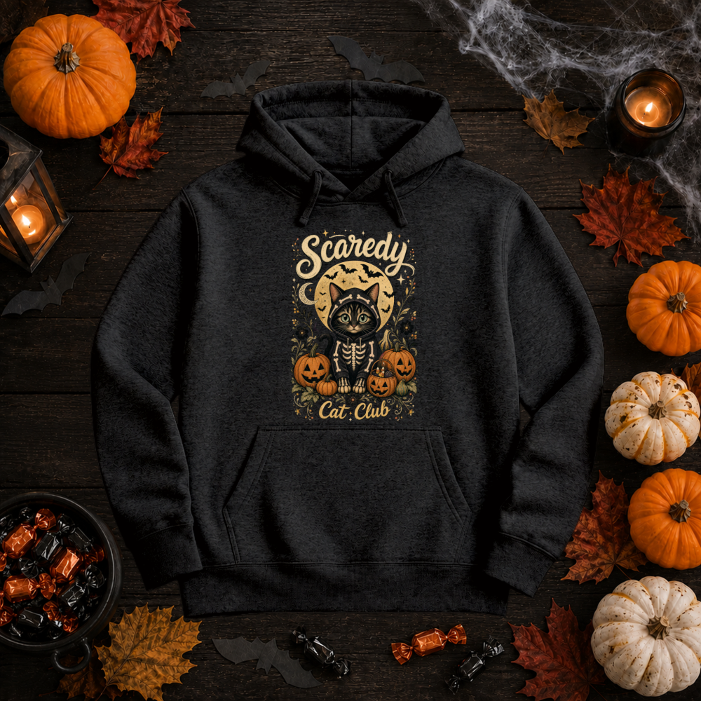 Scaredy Cat Club Vintage Skeleton Cat Hoodie