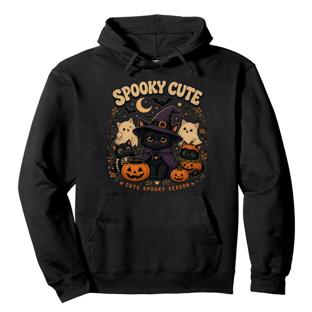 Spooky Cute Vintage Witch Cat Hoodie