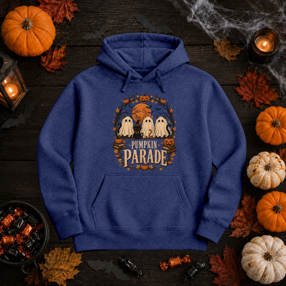 Pumpkin Parade Vintage Ghost Cat Hoodie