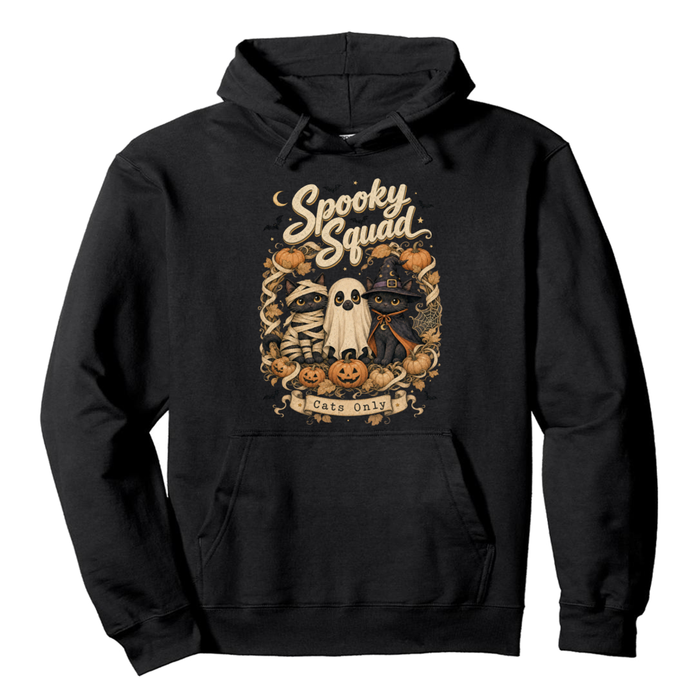 Spooky Squad Cats Only Vintage Cat Trio Hoodie