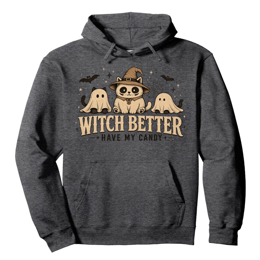 Witch Better Have My Candy Vintage Cat Dark Heather Hoodie